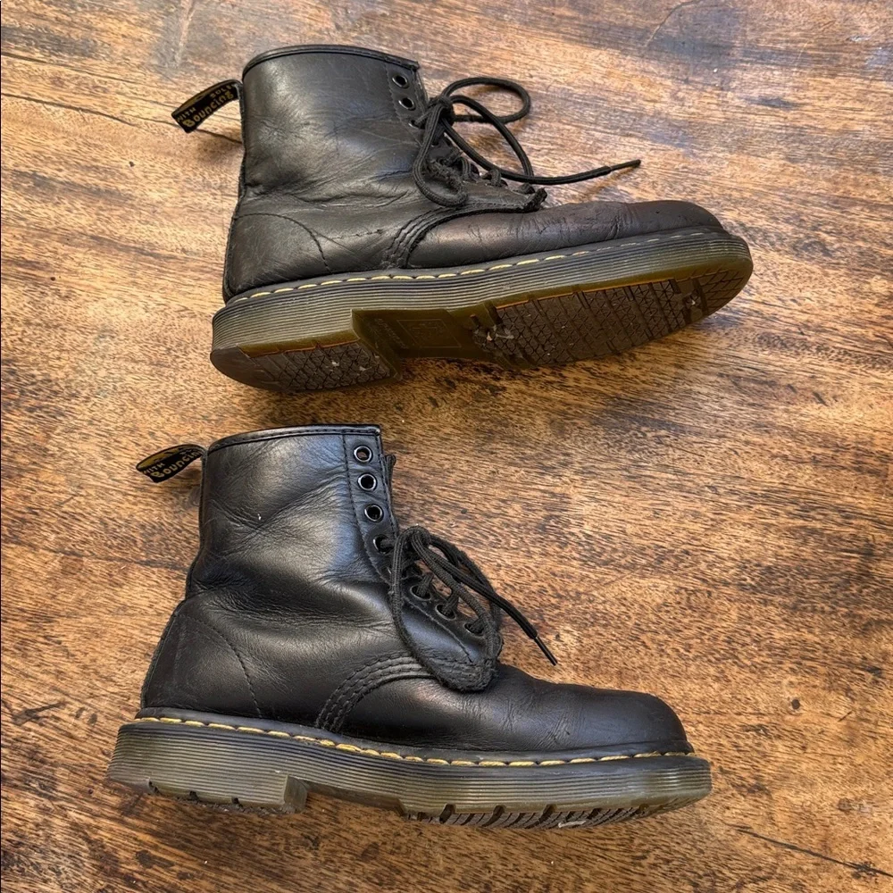 Dr. Martens Black Leather Combat Boots - Picture 3 of 12